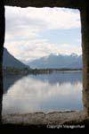 Reflexiones de los Alpes Chillon, Montreux, Suiza.