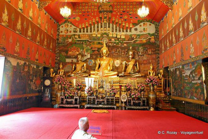 Imagen Viejo Buda en ubosoth, Wat Choeng Phanan, Ayutthaya - Tailandia