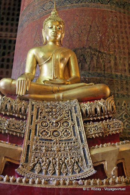 Pedestal adornado, Wat Choeng Phanan, Ayutthaya - Tailandia