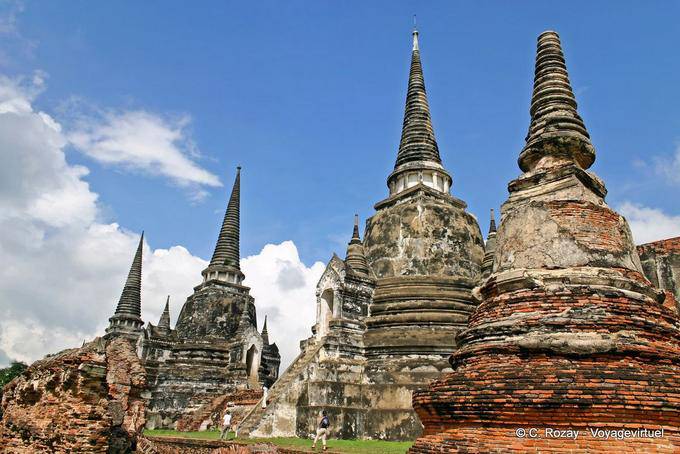 Ver los tres chedi Sureste, Wat Phra Sri Samphet, Ayutthaya - Tailandia