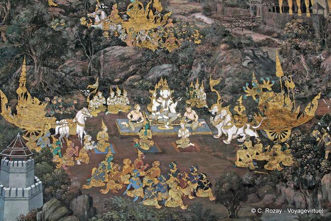 Conjunto de murales, Wat Pho, Bangkok - Tailandia