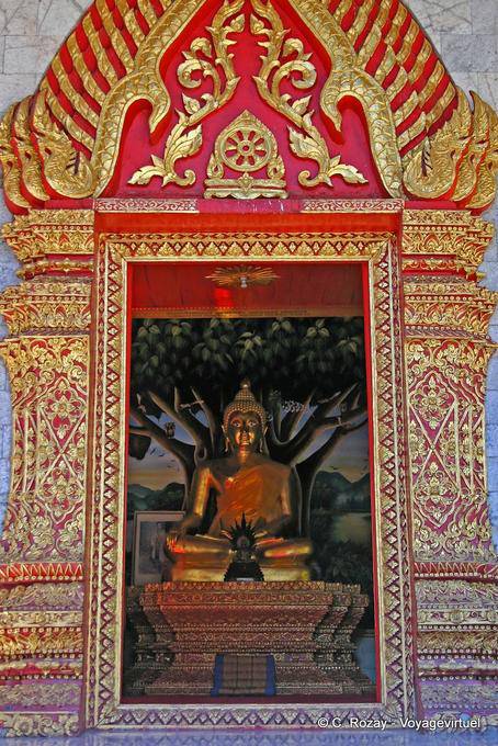 Buda vio por la ventana, Wat Chedi Luang, Chiang Mai - Tailandia