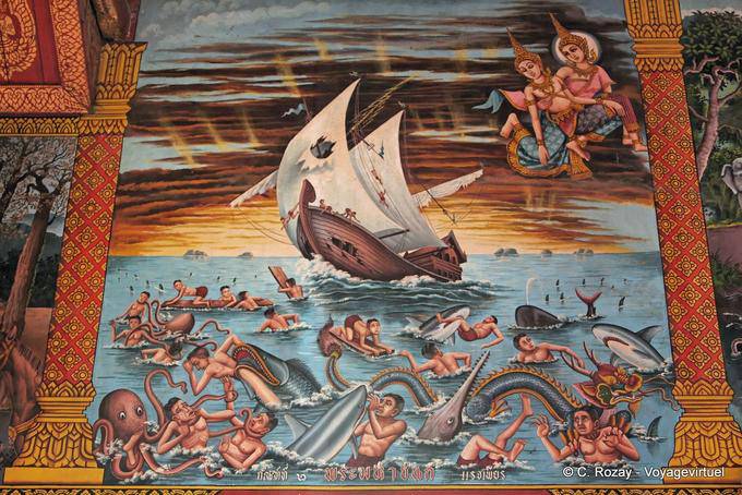 Escena del naufragio, Wat Phra Singh, de Chiang Mai - Tailandia