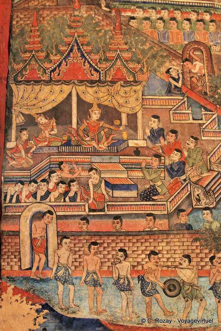 Murales en Viharn Lai Kham, Wat Phra Singh, de Chiang Mai - Tailandia