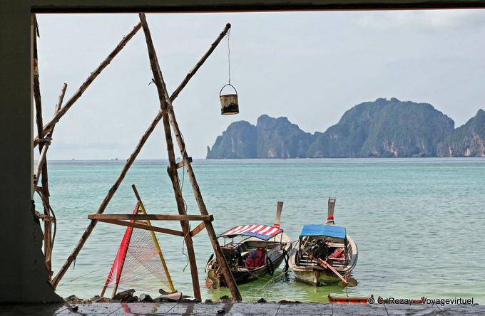 Las largas colas de espera barcos, Koh Phi Phi - Tailandia