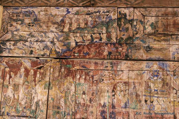 Un mural que representa a un cuento de jataka, Wat Phra que Lampang Luang - Tailandia