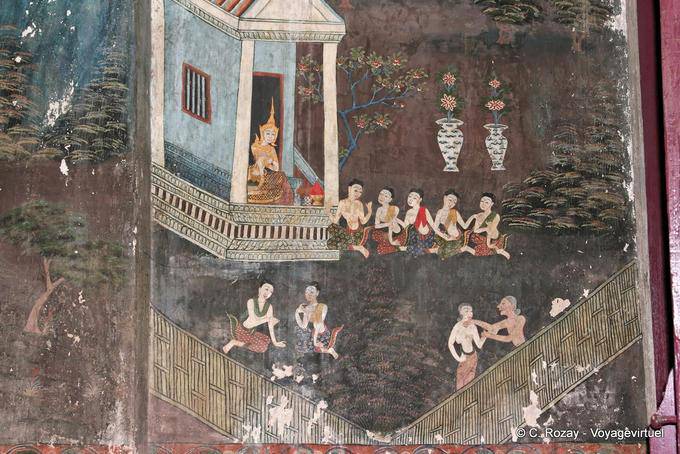 Antiguo Mural, Wat Ratburana, Phitsanulok - Tailandia