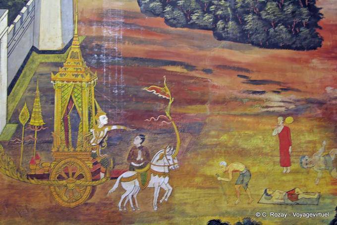 Pinturas en Wat Yai, Wat Phra Sri Rattana Mahathat, Phitsanulok - Tailandia