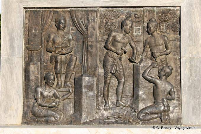 Bajorrelieve, picapedrero, Sukhothai - Tailandia