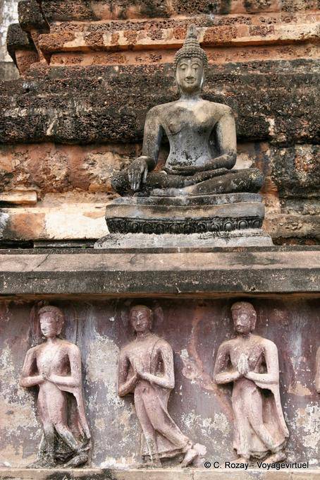 Fresco de reverencia salvación, Sukhothai, Sukotai - Tailandia