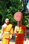 Monjes jóvenes riendo, Wat Phra Singh, de Chiang Mai, Tailandia.