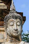 Cabeza de la estatua de Buda, Sukhothai, Sukotai, Tailandia.