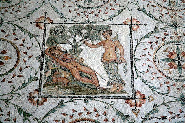 Polvo en el campo, fragmento de mosaico, Museo Nacional del Bardo - Túnez