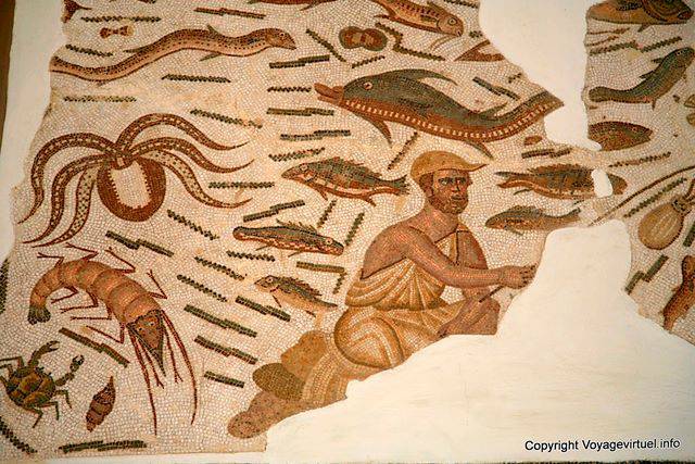 Museo del Bardo, mosaico pescador - Túnez