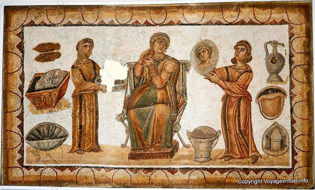 Museo Nacional de Cartago mosaico de la matrona aseo - Túnez
