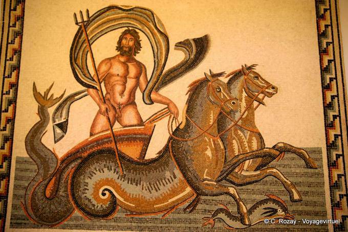 Mosaicos reprséentant Poseidon Museo de Guellala - Túnez