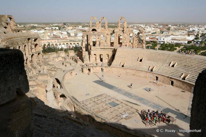 Panorama del anfiteatro y la ciudad de El Jem - Túnez