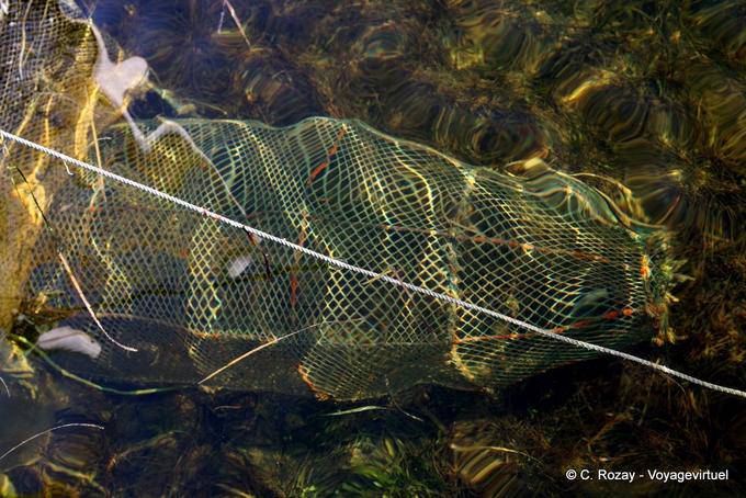 Trampa en el agua al final de charfia, Ouled Kacem, Kerkennah - Túnez
